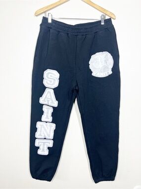 Saint Vanity Men’s "Varsity" Black Jogger Sweatpants size XL Streetwear Casual